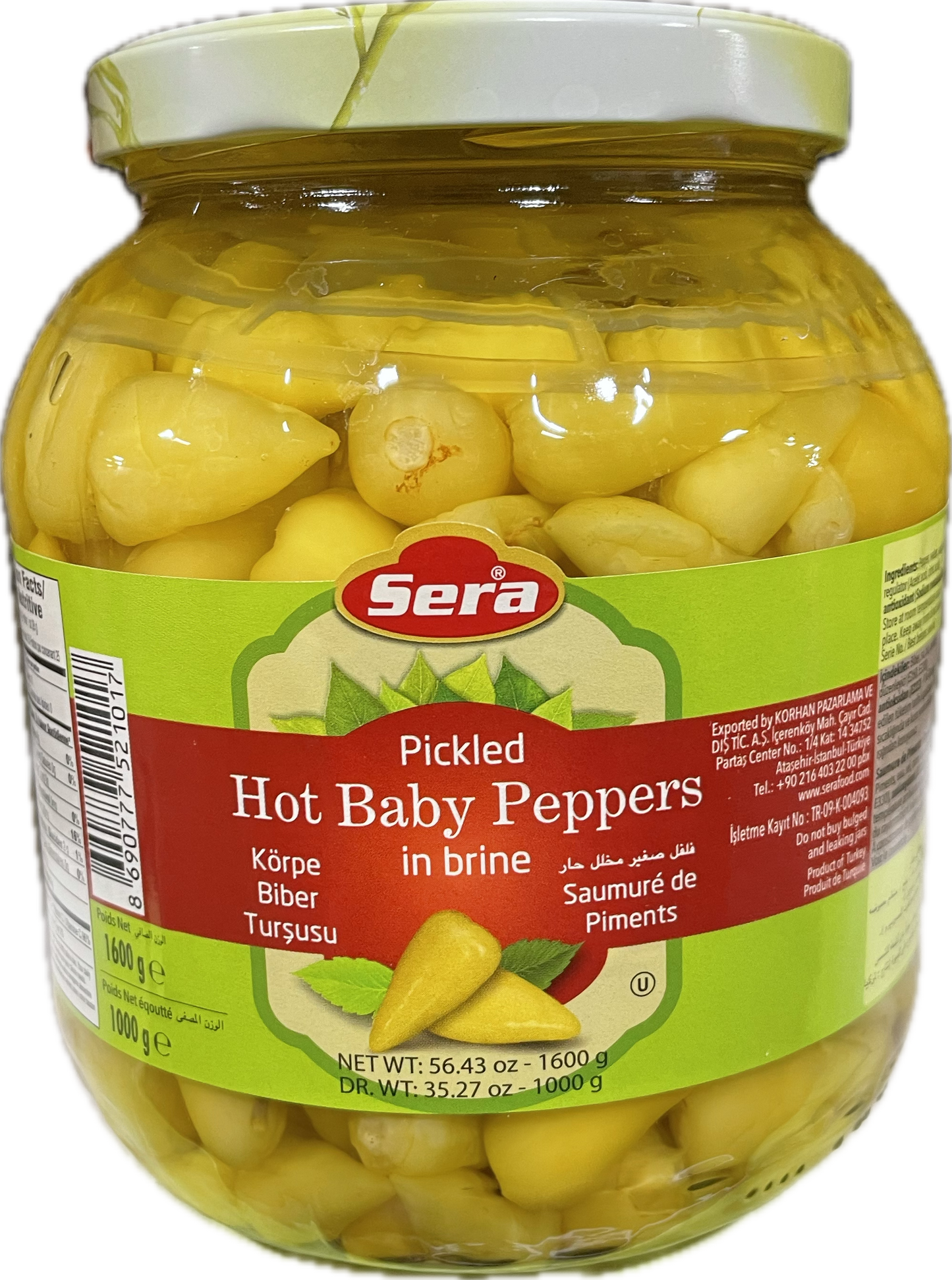 Sera Pickled Hot Baby Peppers (1000g)