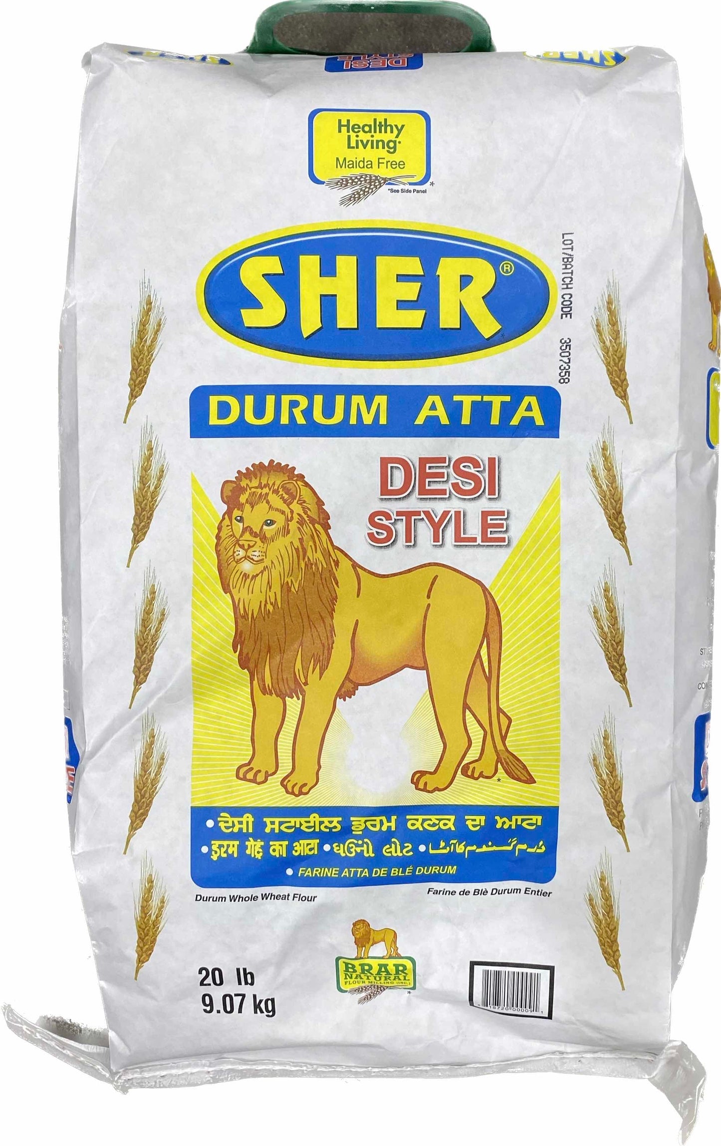 Sher Desi Style Whole Wheat Flour (GREEN) (20 lb)