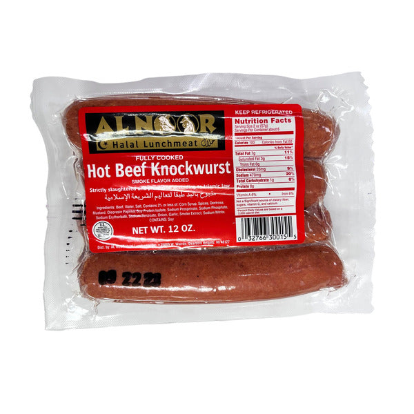 Al Noor Hot Beef Knockwurst (12 oz)