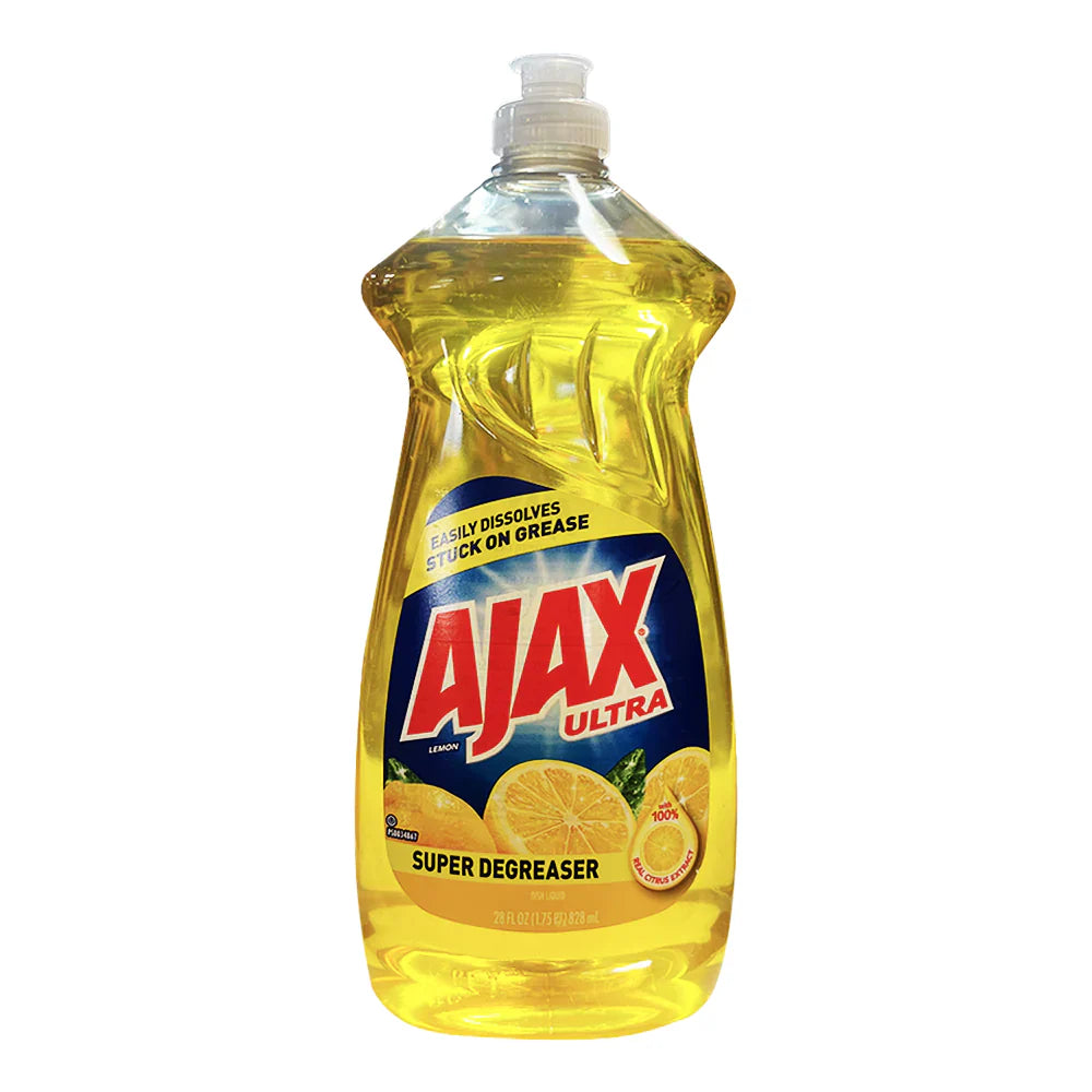 Ajax Ultra Dishwashing Liquid Dish Soap Super Degreaser with Lemon Scent (28 oz)