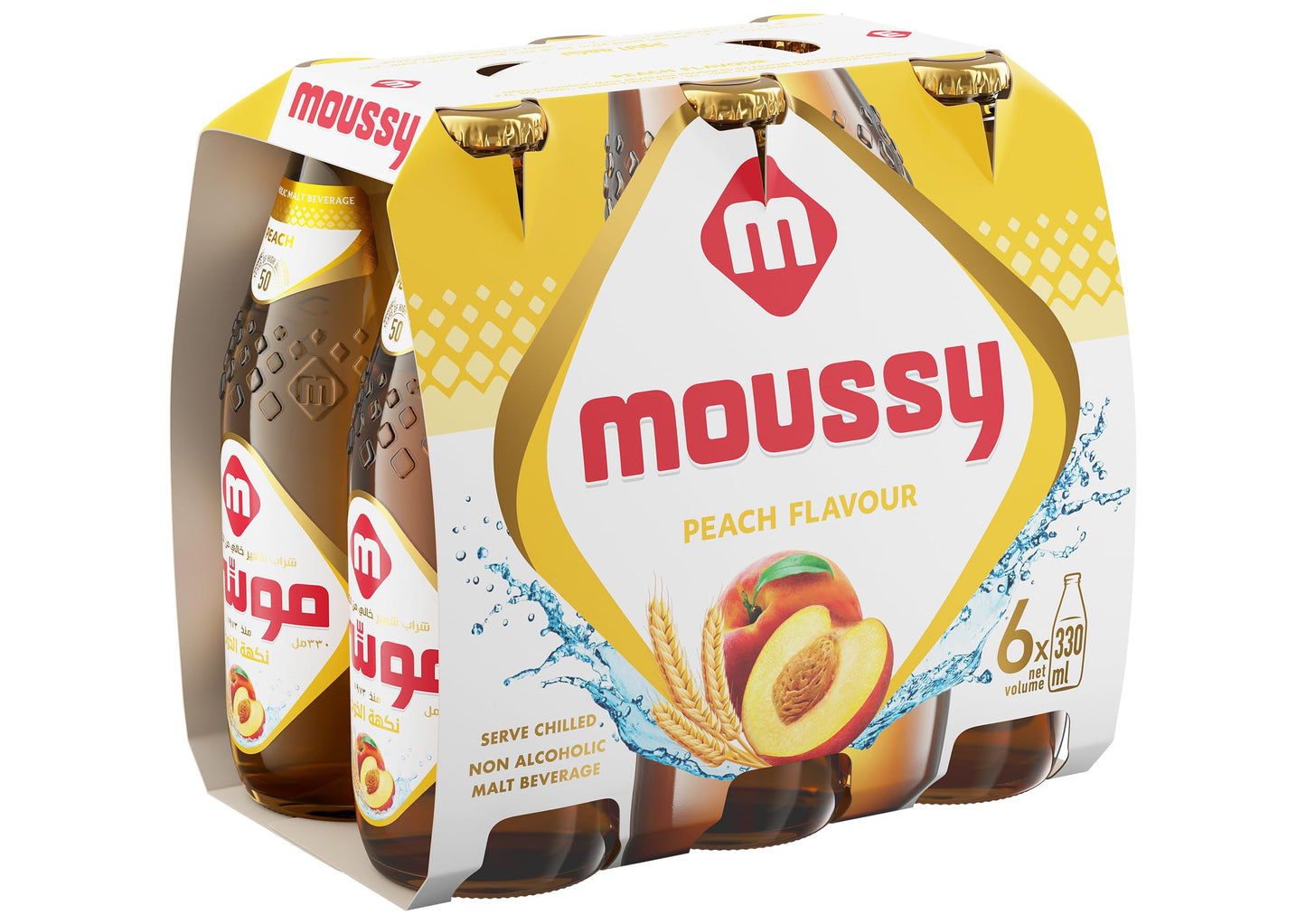 Moussy Peach Flavor Beverage (6 Pk)
